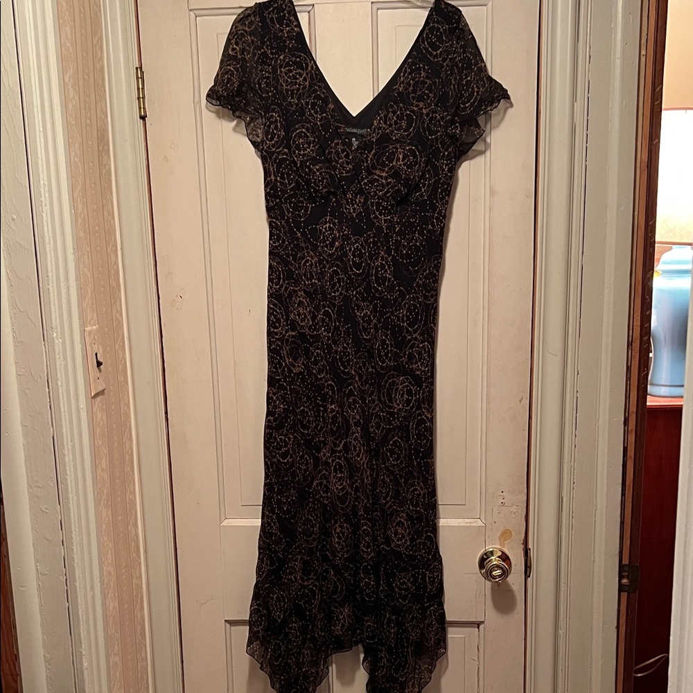 Jonathan Martin Black and Gold High Low Dress Scarf like Dress
